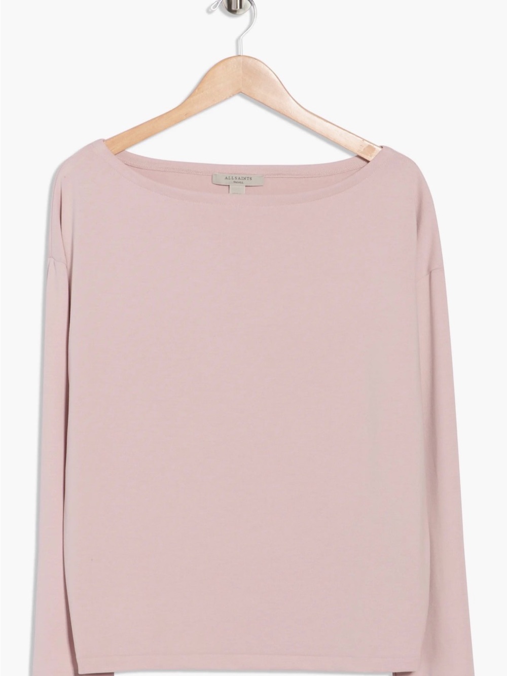 AllSaints Rita LS Tee Mauve Boatneck Relaxed Fit Long Sleeve Top - Picture 14 of 14